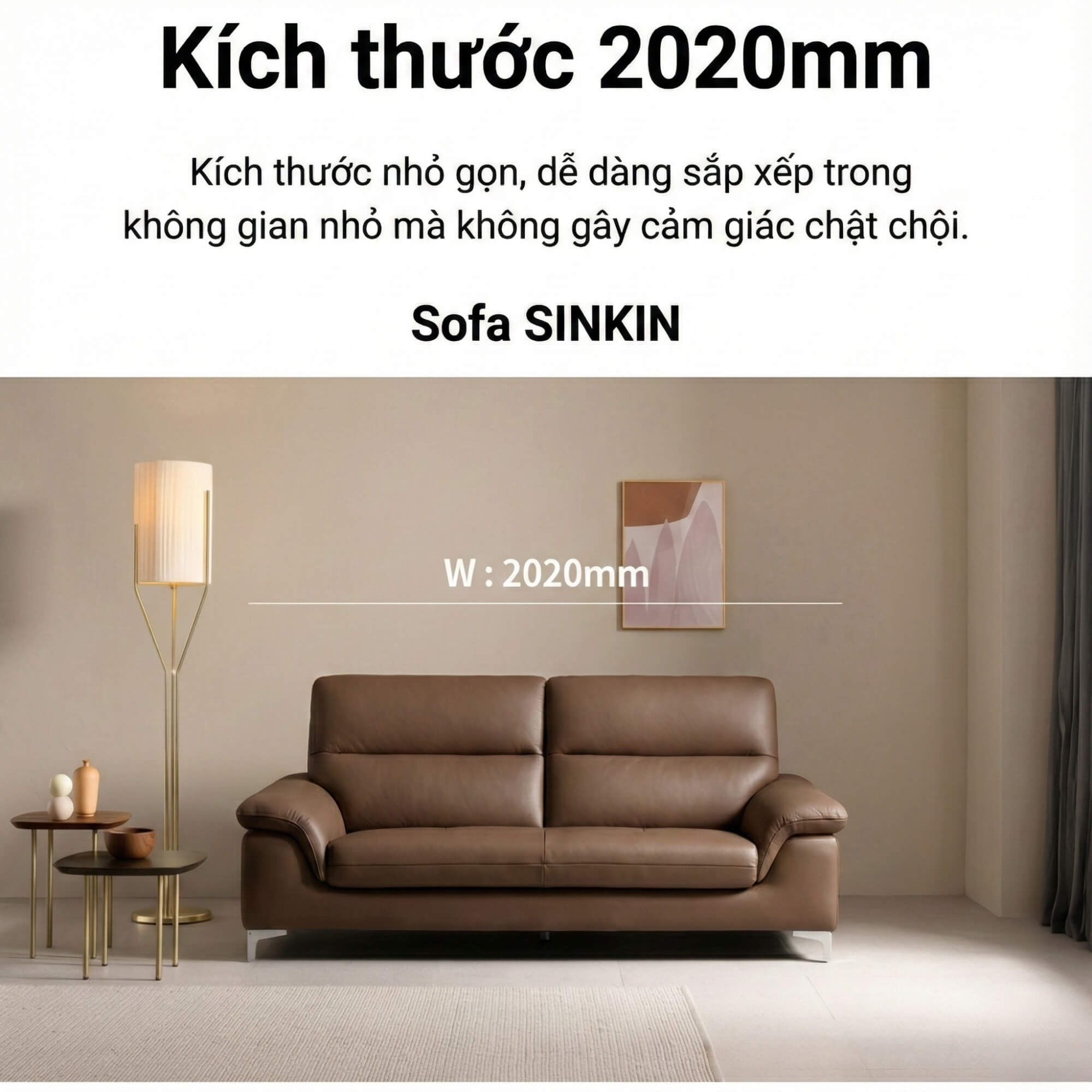 Sofa SINKIN - Sofa Băng 2M Nhỏ Gọn Thiết Kế Tối Giản Cho Phòng Khách Mini