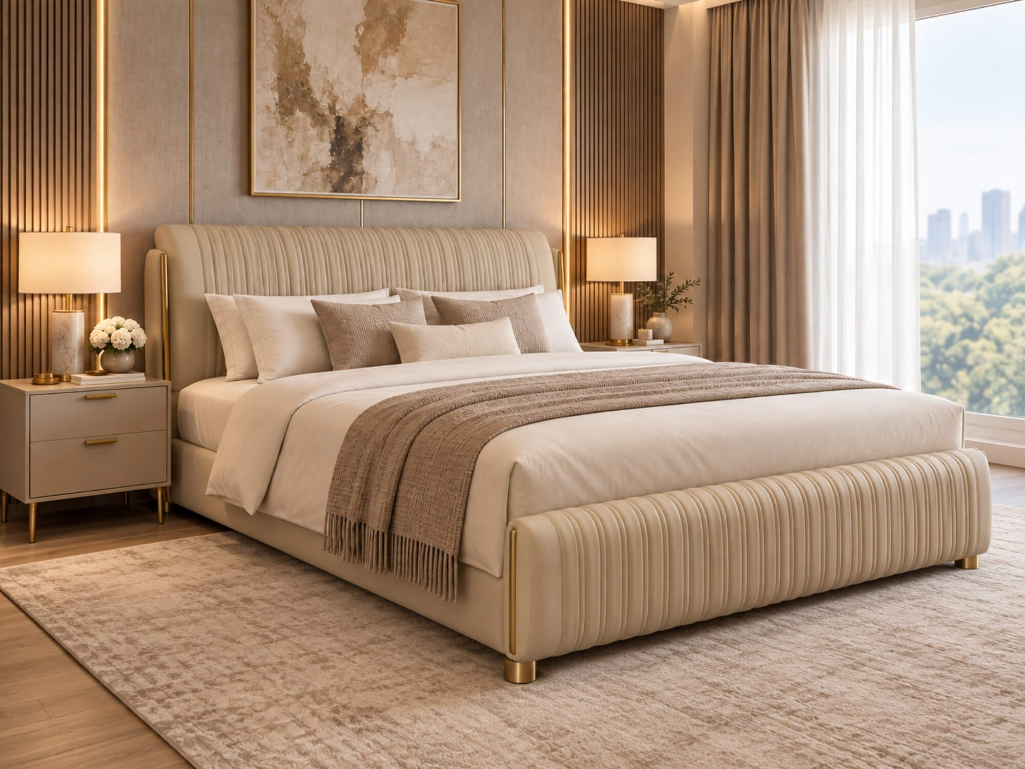 Giường Ngủ LUCERNE – Giường Bọc Da Luxury GIC380-18