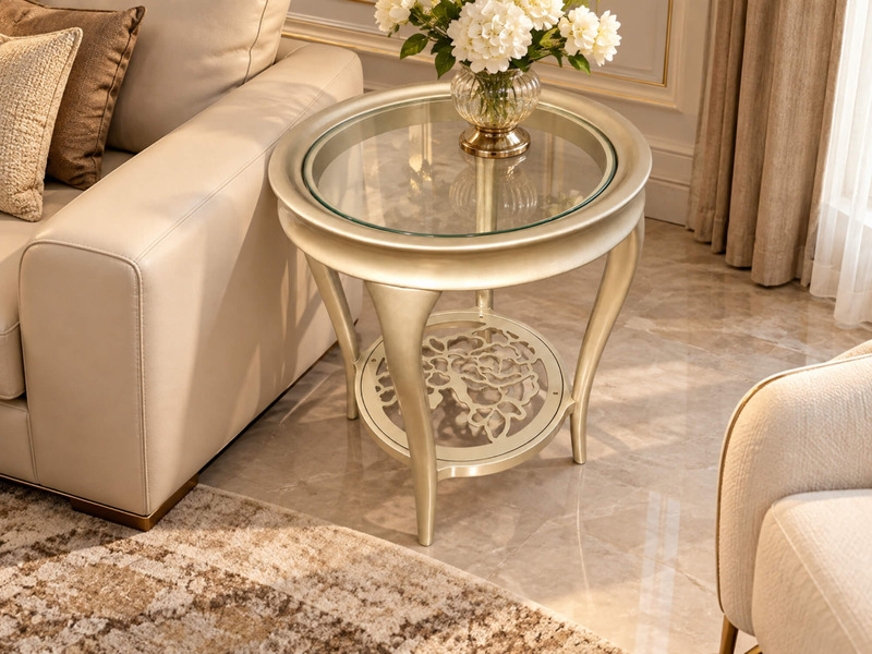 Bàn Trà BELLORA - Bàn Sofa Góc Mặt Kính M106 – ảnh 2