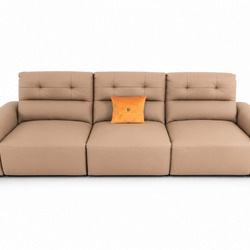 Ghế sofa chỉnh điện SF8144 màu nâu be chụp từ góc chính diện trên nền trắng tinh. Sofa có ba chỗ ngồi, tựa lưng và đệm ngồ…