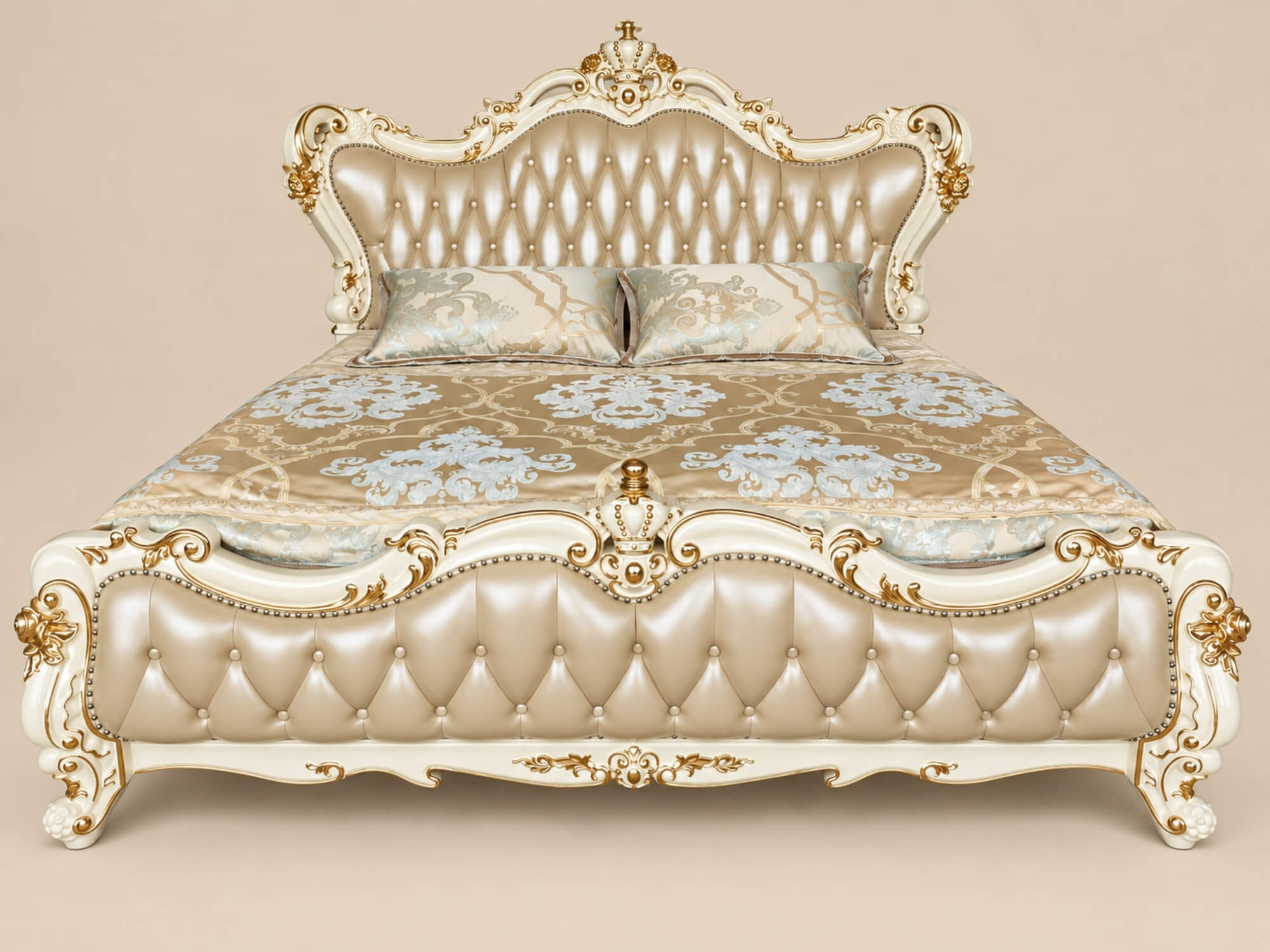 Giường ngủ REGALIA GIB68-20 được chụp chính diện từ góc hơi cao, thể hiện toàn bộ thiết kế. Giường có đầu và chân giường b…