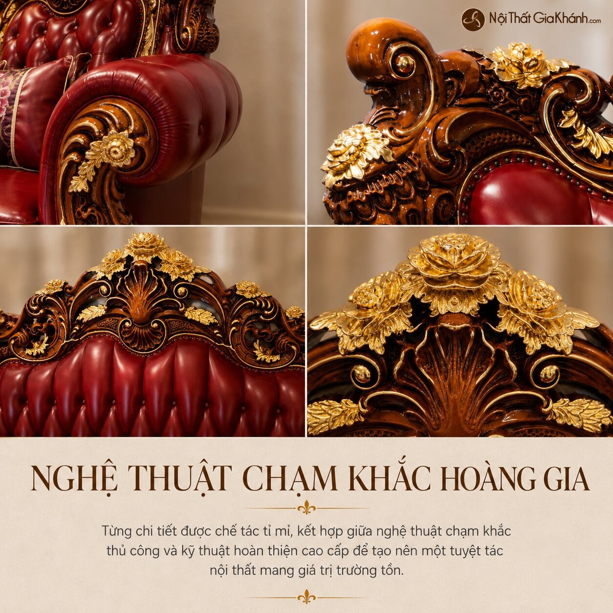 Combo Bộ Phòng Khách CRIMSON EMPEROR Phong Cách Tân Cổ Điển Hoàng Gia SF926 
