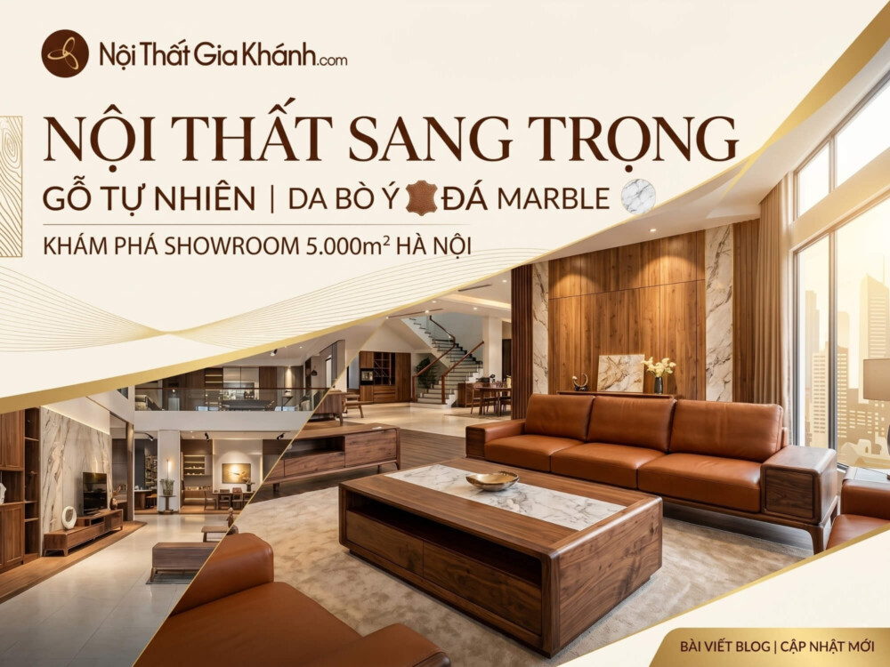 Nội Thất Sang Trọng: Gỗ Tự Nhiên, Da Bò Phong Cách Ý & Đá Marble - Showroom 5.000m² Hà Nội