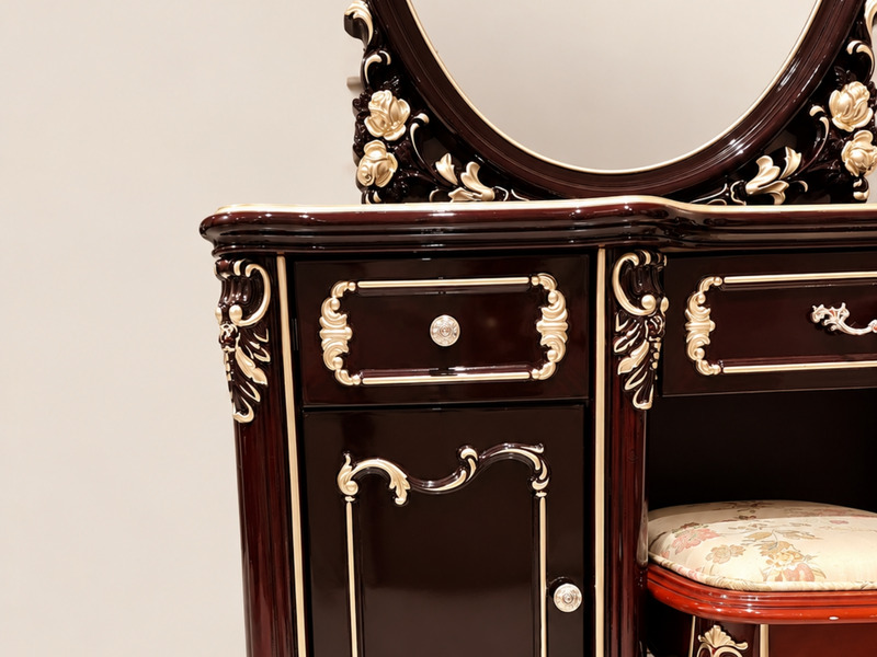 Bàn Phấn BELLISSIMA - Bàn Trang Điểm Kèm Ghế Tân Cổ Điển Màu Rượu Vang Nho BD8802G(2C) – ảnh 8