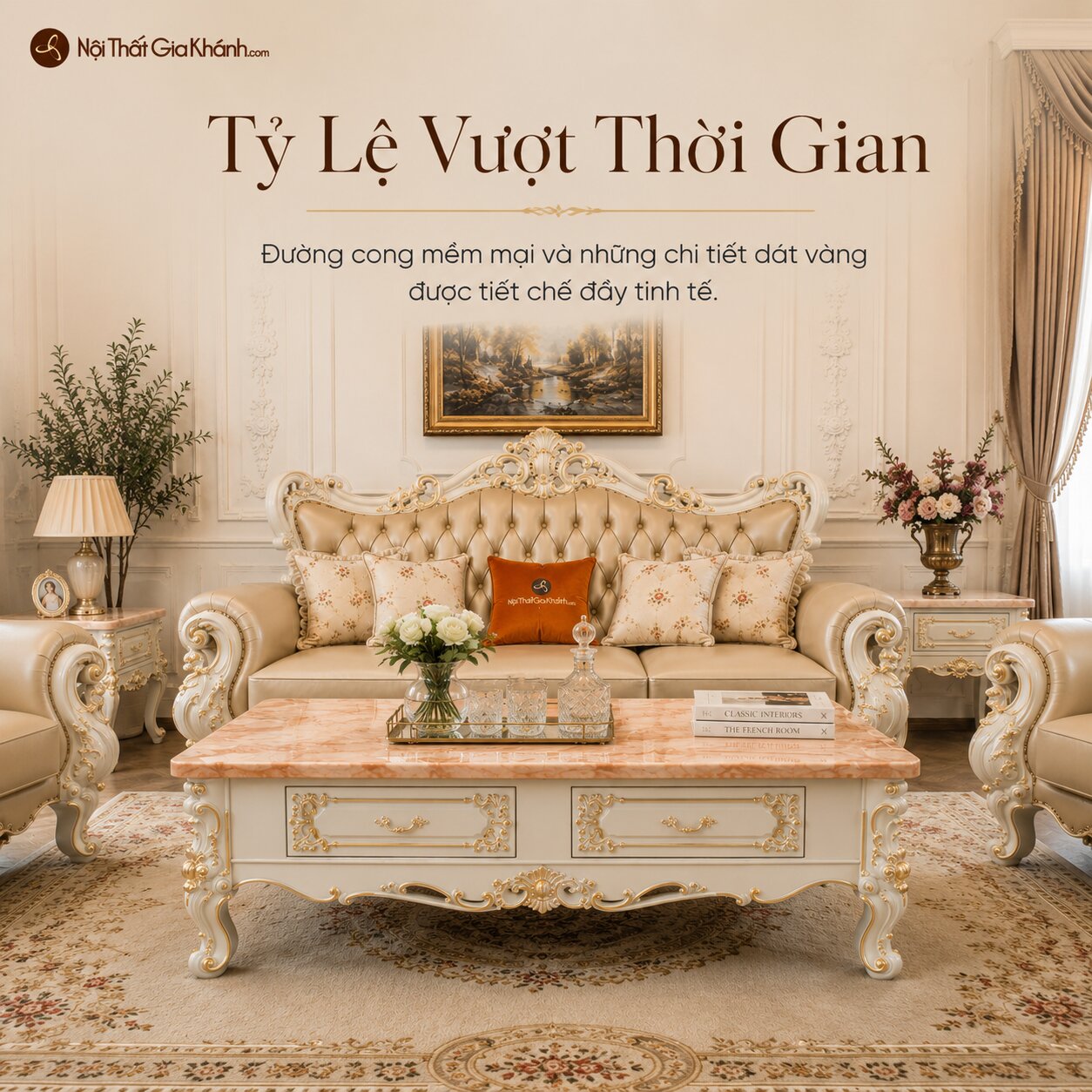 Bàn Trà Tân Cổ Điển VERSALÉON Cho Phòng Khách Sang Trọng BTA19-14 
