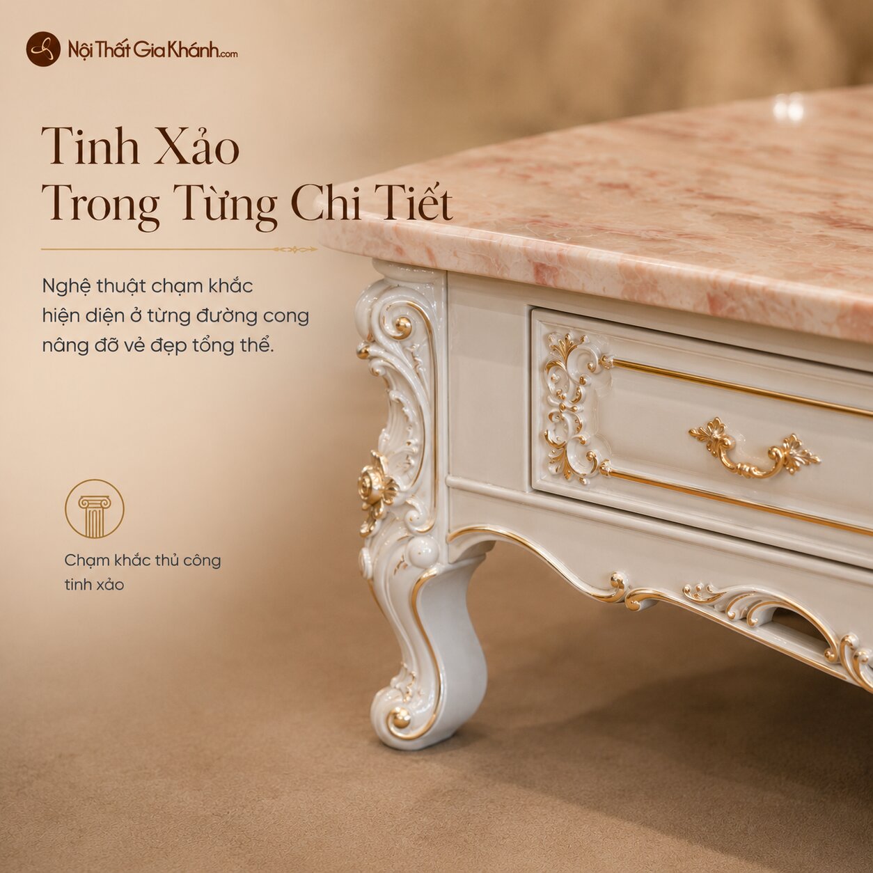 Bàn Trà Tân Cổ Điển VERSALÉON Cho Phòng Khách Sang Trọng BTA19-14 