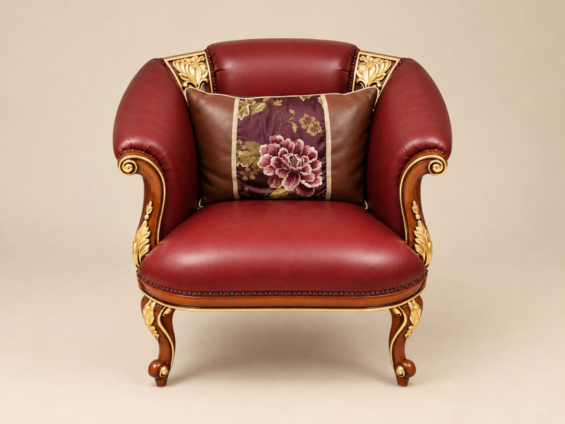 Ghế thư giãn FLORENCE CLASSIC GTG 8802 màu đỏ đô, chụp chính diện trên nền trắng studio. Ghế có dáng tròn bầu, đệm ngồi và…