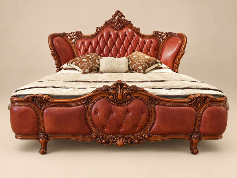 Giường ngủ ROSABELLA 1M8 chụp chính diện, tập trung vào sự đối xứng và cân đối của thiết kế. Đầu giường và chân giường đều…