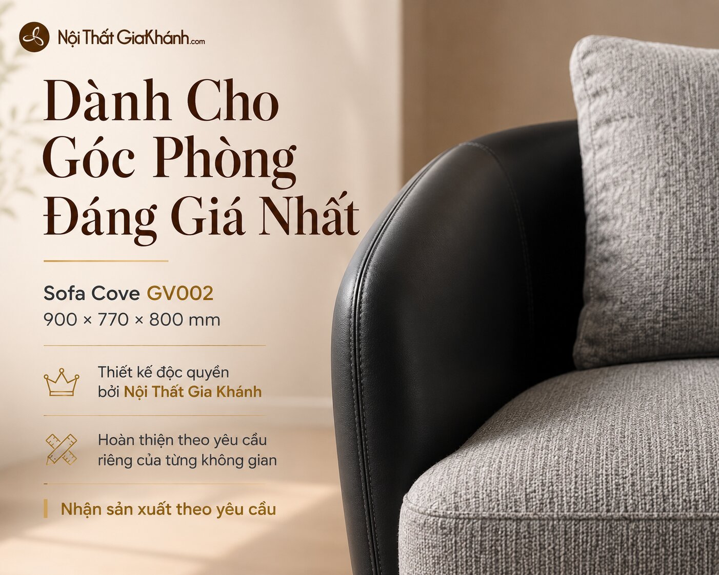 Sofa đơn Cove GV002 được đặt gọn gàng trong một góc phòng, tối ưu hóa không gian và tạo điểm nhấn sang trọng. Ghế có kích…