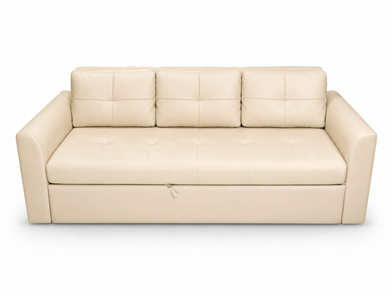 Sofa giường Lamia C1004 màu kem, chụp chính diện từ trên cao trên nền trắng tinh khiết. Hình ảnh này làm nổi bật toàn bộ h…