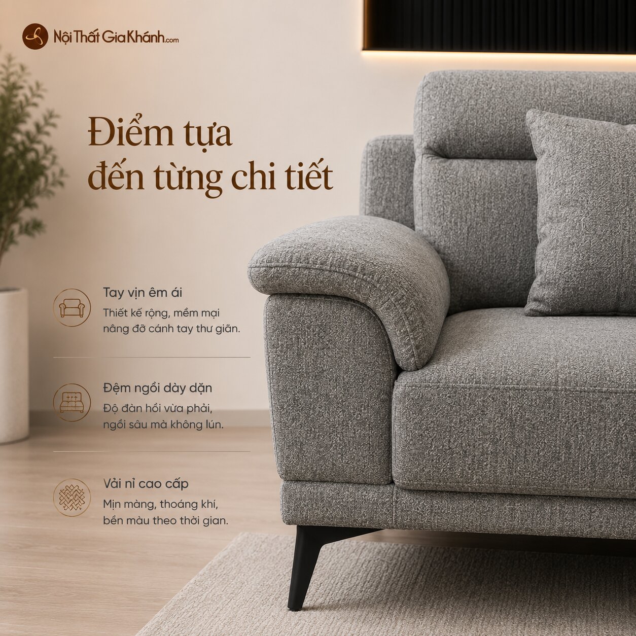 Sofa Vải Nỉ Hiện Đại Belluno SB01