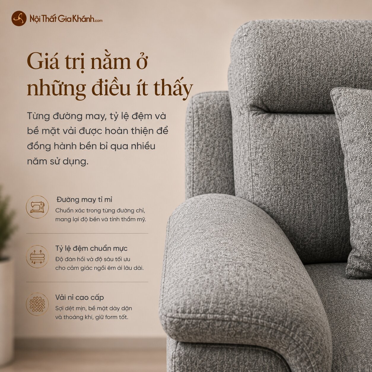 Sofa Vải Nỉ Hiện Đại Belluno SB01