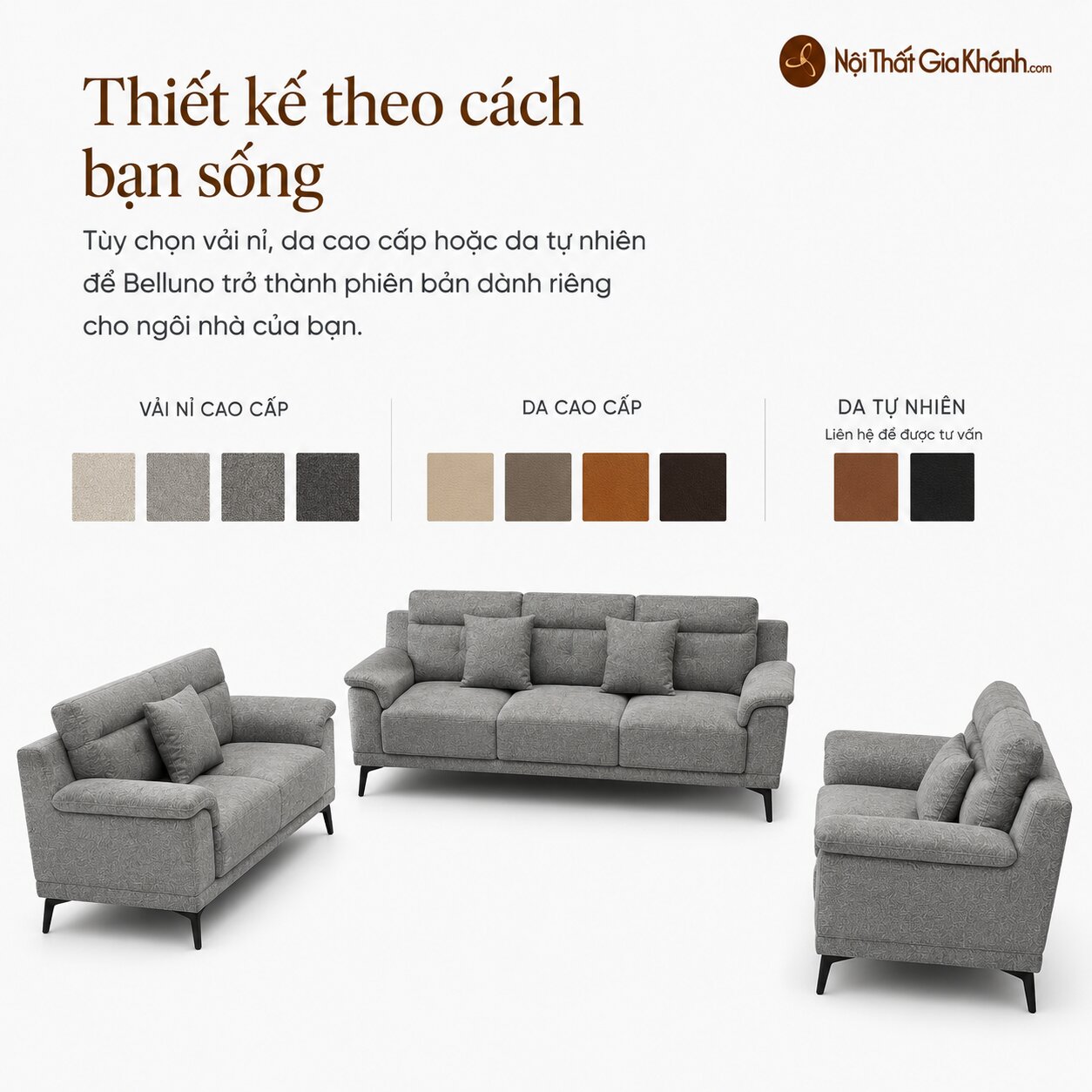 Sofa Vải Nỉ Hiện Đại Belluno SB01