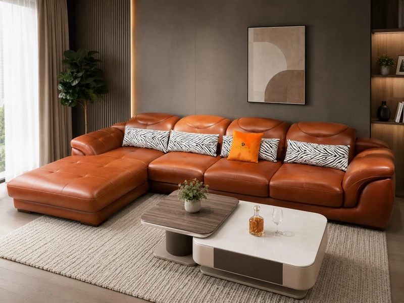 Sofa góc URBAN thư giãn bọc da 3 băng GP-919