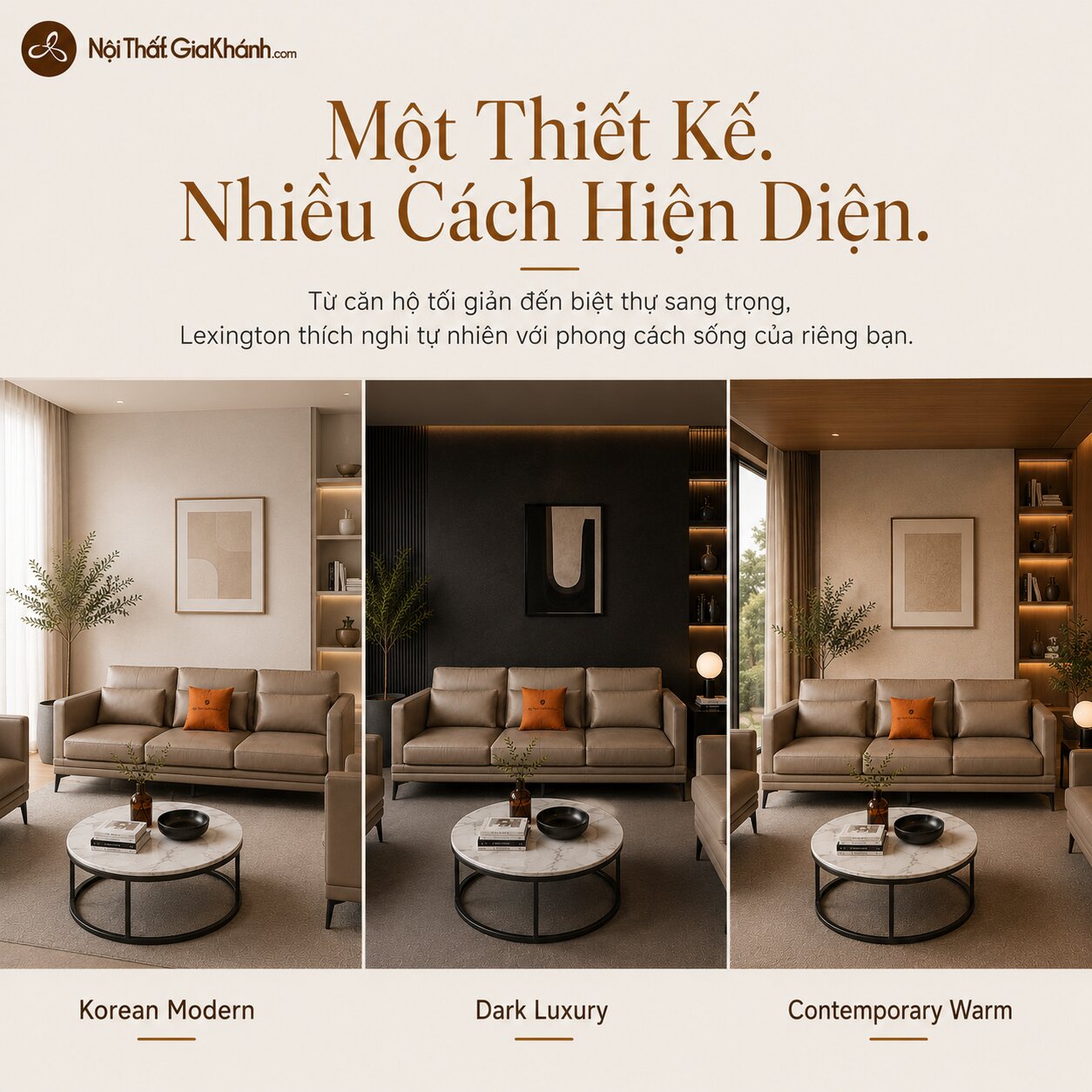 Bộ Sofa LEXINGTON Bọc Da Cao Cấp Thiết Kế Tinh Tế E005