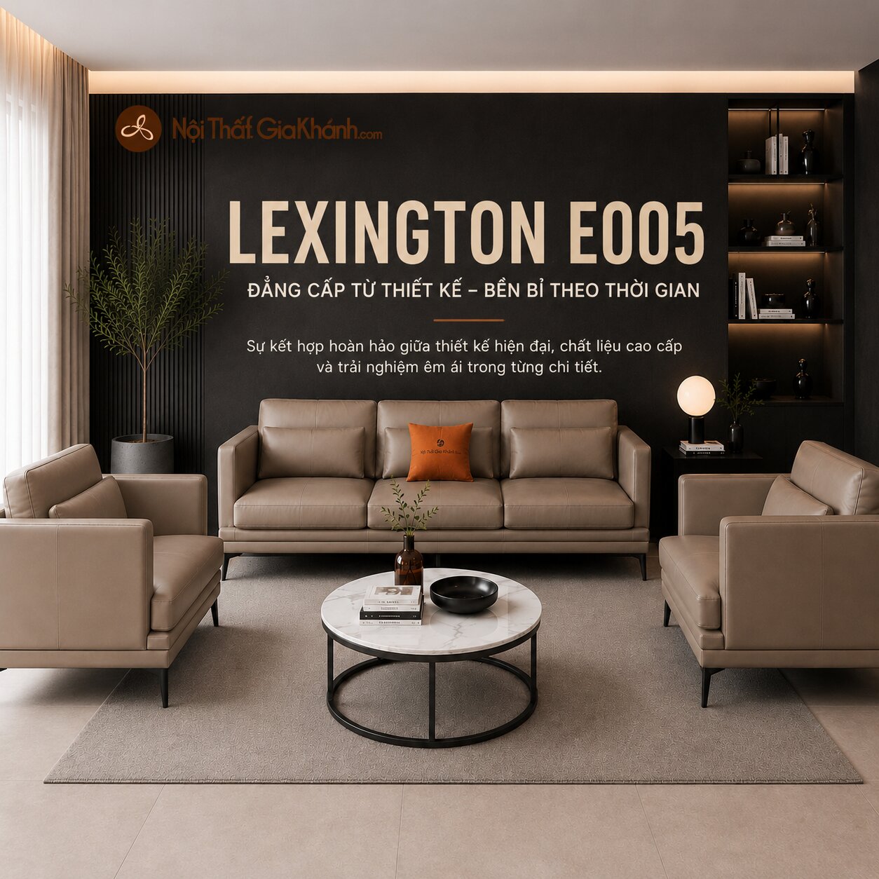 Bộ Sofa LEXINGTON Bọc Da Cao Cấp Thiết Kế Tinh Tế E005