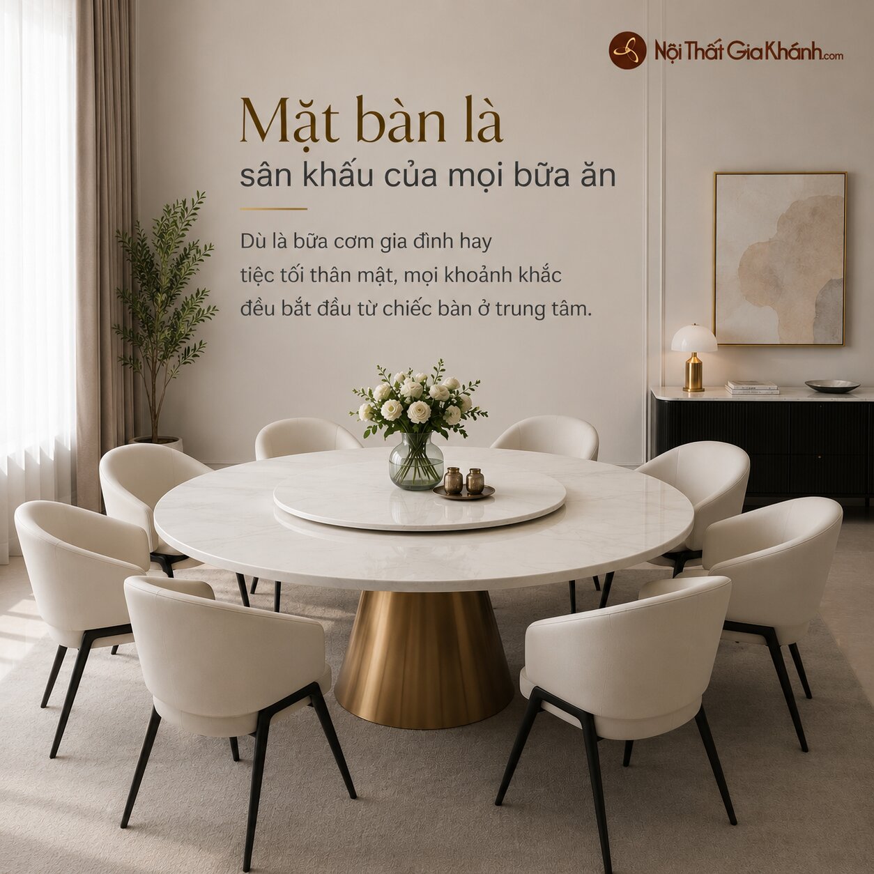 Bàn Ăn TAVOLO LUNA - Bàn Ăn Tròn Mâm Xoay 1m8 BAYS6010-18