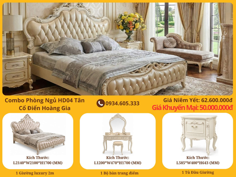 Combo Bộ Phòng Ngủ Tân Cổ Điển Luxury HD04