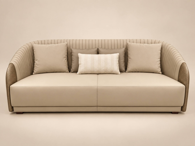 Sofa băng 2 ELOWEN được chụp chính diện trên nền trắng, nổi bật với thiết kế tối giản và sang trọng. Bề mặt bọc da napa mà…