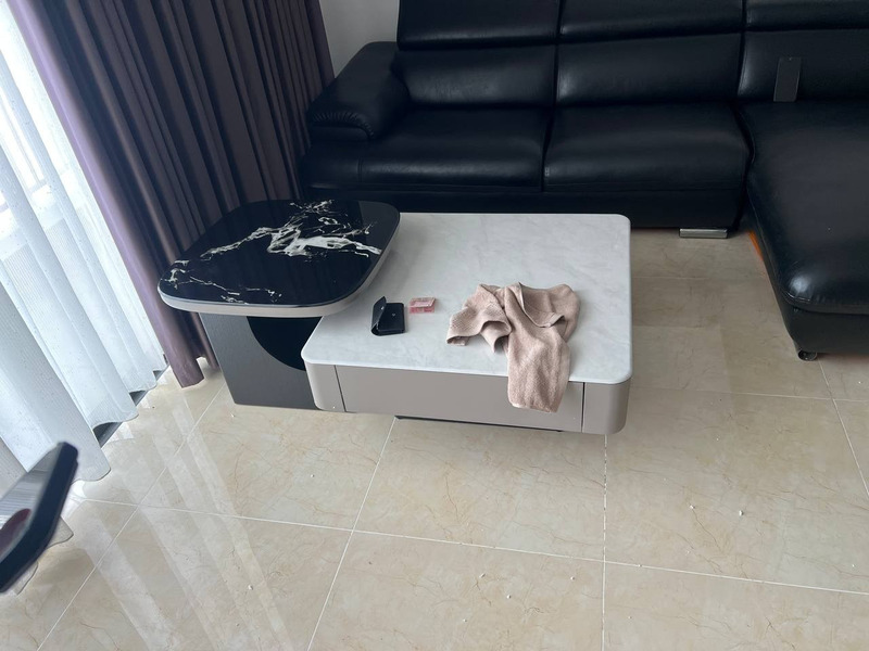 Bàn trà đôi hai khối lệch tầng tại nhà khách hàng – Nội Thất Gia Khánh
