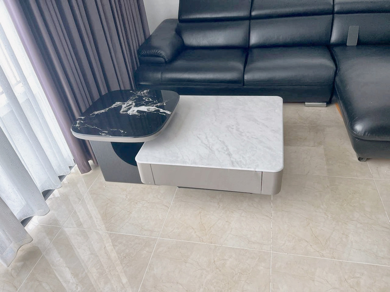 Bàn trà đôi hai khối lệch tầng tại nhà khách hàng – Nội Thất Gia Khánh