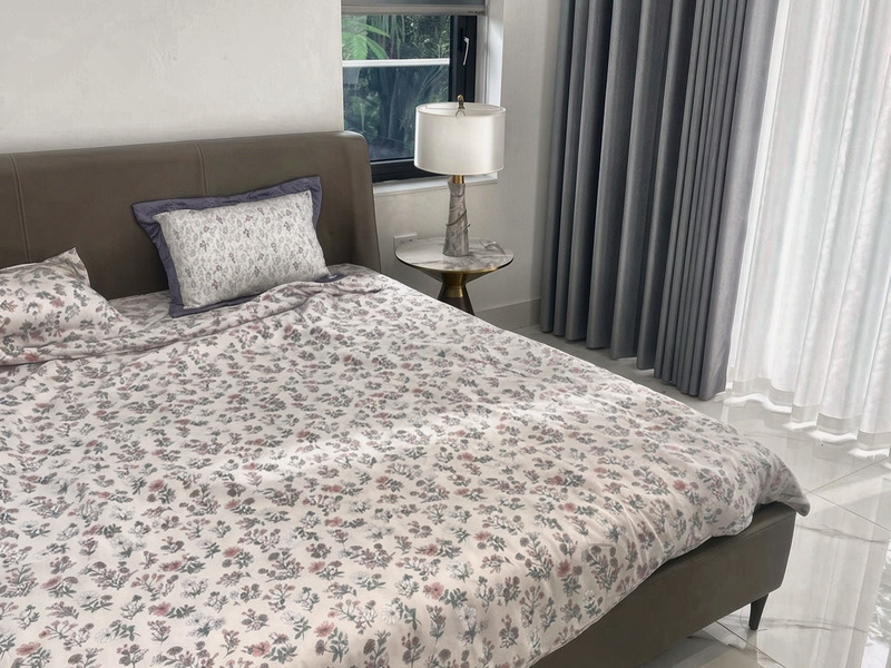 Giường bọc da nâu đầu giường cong tại nhà khách hàng – Nội Thất Gia Khánh