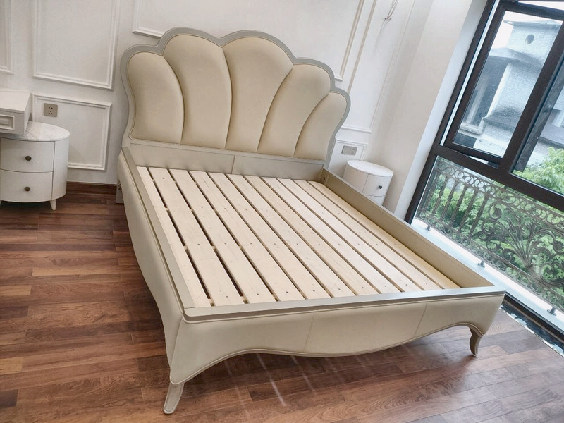 Giường bọc da đầu giường hình vỏ sò tại nhà khách hàng – Nội Thất Gia Khánh