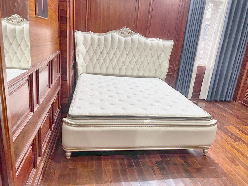 Giường bọc da đầu giường chần kim cương tại nhà khách hàng – Nội Thất Gia Khánh