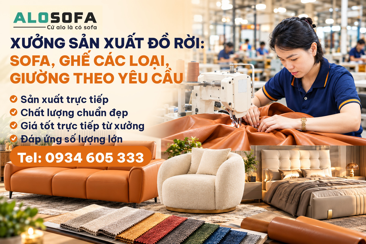 Alosofa: xưởng sản xuất sofa, ghế, giường theo yêu cầu – Nội Thất Gia Khánh