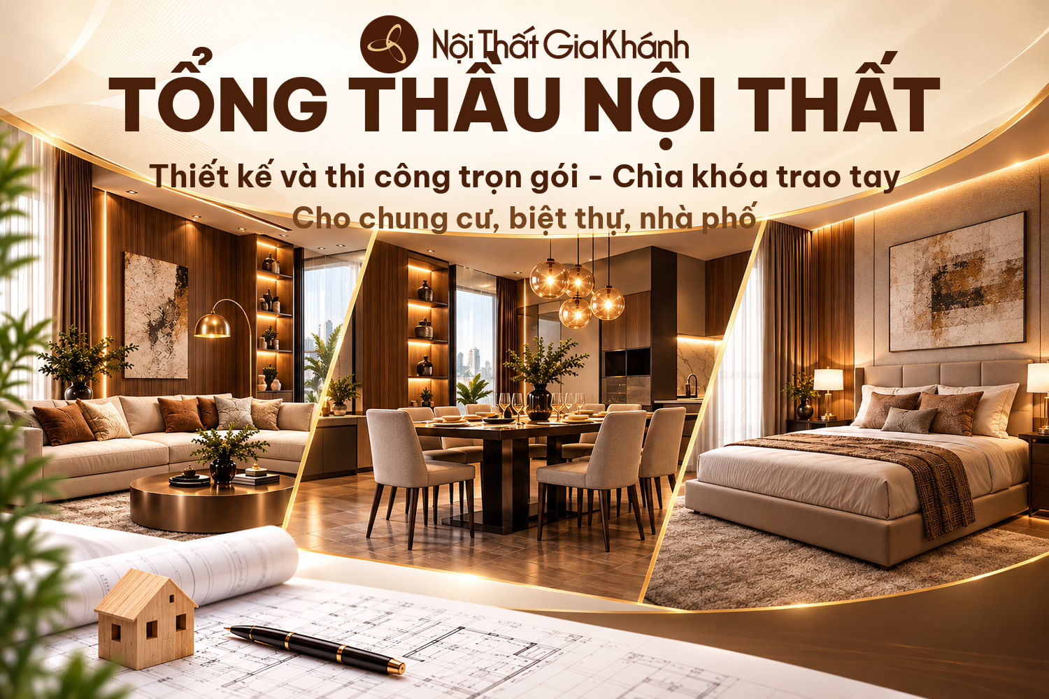 Tổng thầu nội thất: thiết kế và thi công trọn gói, chìa khóa trao tay – Nội Thất Gia Khánh