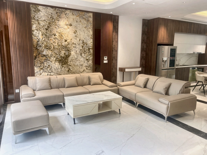 Bộ sofa da chữ L · nhà khách