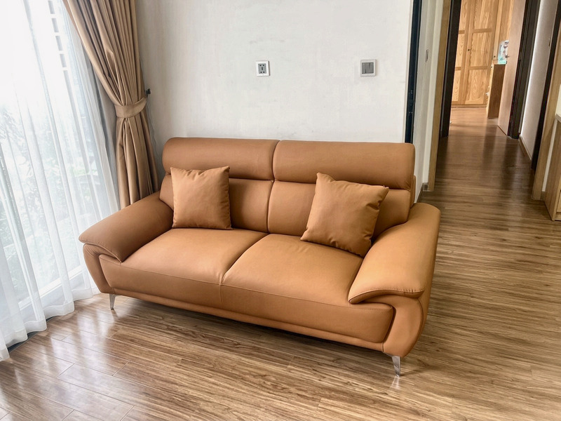 Sofa văng 3 chỗ da bò liền khối tại nhà khách hàng – Nội Thất Gia Khánh