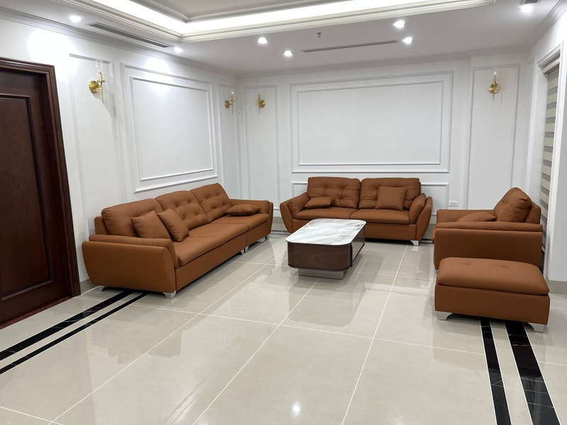 Bộ sofa góc 3-2-1 kèm đôn tại nhà khách hàng – Nội Thất Gia Khánh
