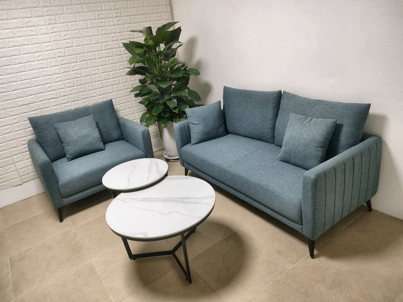 Bộ sofa vải nỉ văng 2 chỗ + ghế đơn tại showroom – Nội Thất Gia Khánh