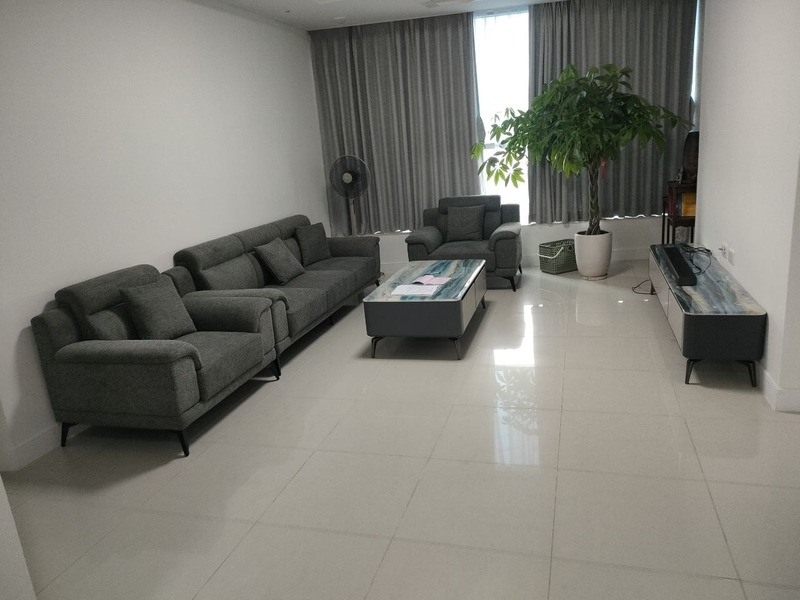 Bộ sofa vải nỉ xám 3+2+1 chỗ tại nhà khách hàng – Nội Thất Gia Khánh
