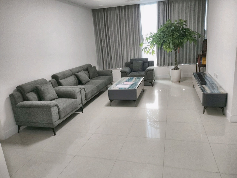 Bộ sofa vải nỉ xám 3+2+1 chỗ tại nhà khách hàng – Nội Thất Gia Khánh
